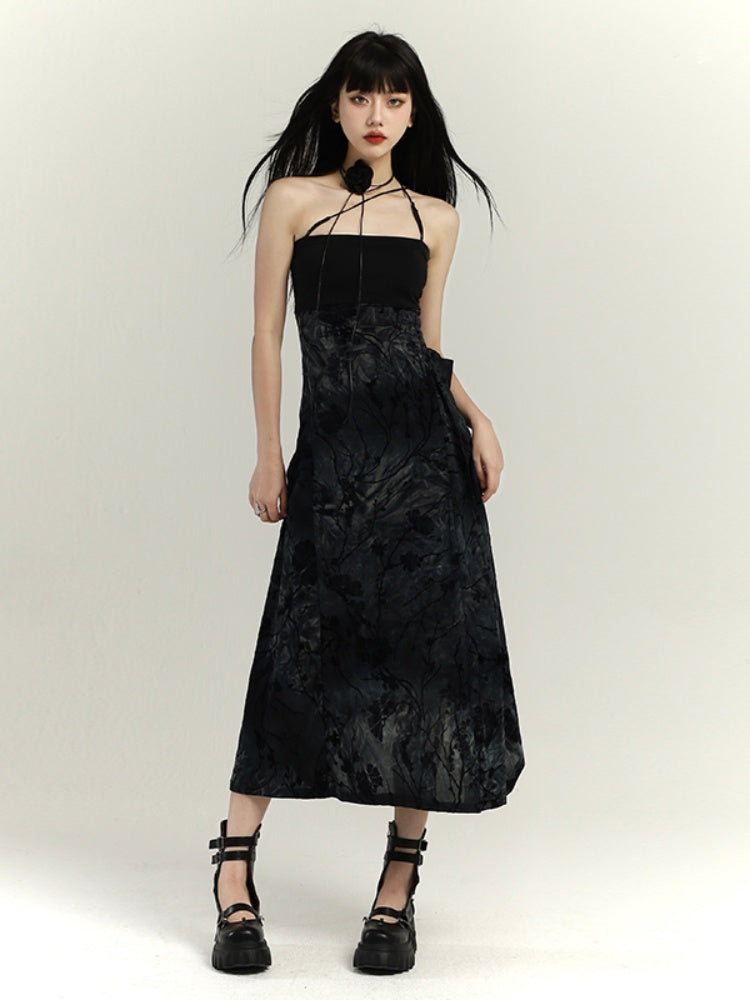 Gothic Schwarzes Kamelien-Halsband