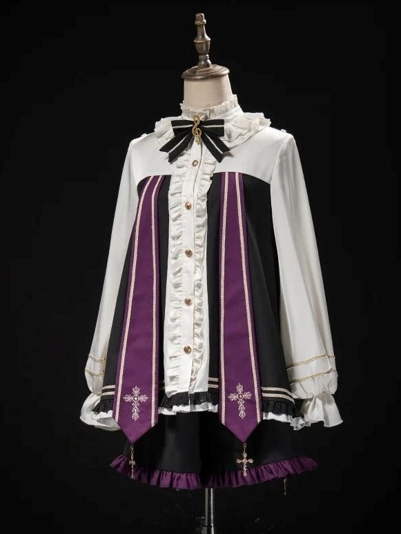 Ouji White Capelet Bloomers with Musical Purple Full Lolita Top and Set Embroidered + Note