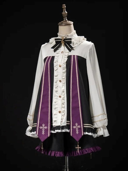 Ouji White Capelet Bloomers with Musical Purple Full Lolita Top and Set Embroidered + Note