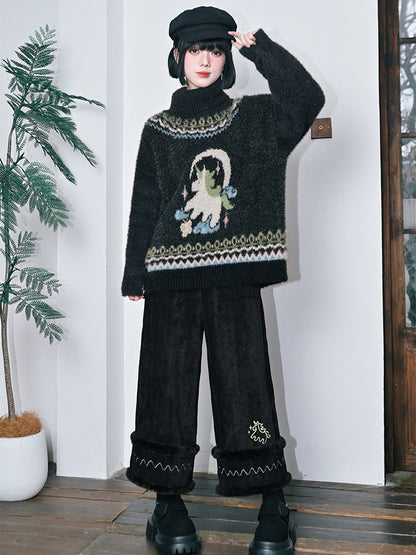 Isle Unicorn Dark Jacquard with Sweater Gray Fair High-neck