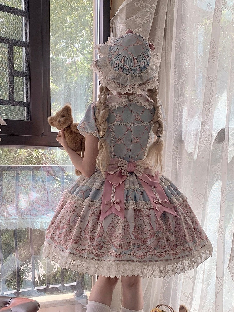 Blush & Deep Pink Lolita Ribbon Train Embellished with Delicate Lace - Alice Girl