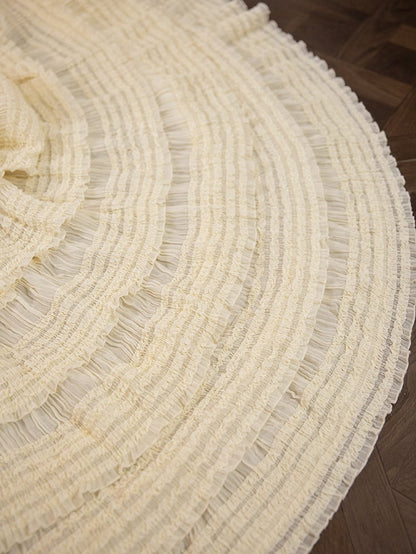 Tea Detail Under Beige Length Ruffles Skirt Tiered