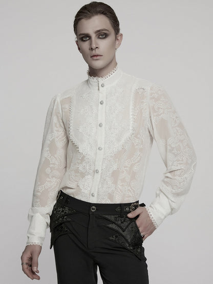White Men's Romantic Shirt Chiffon