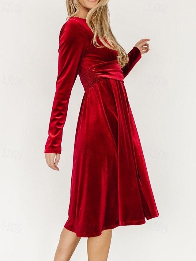 Women's Midi Dress Christmas Dress Velvet Dress Party Dress