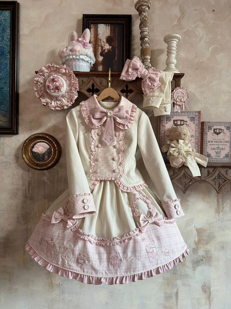 Sweet Pink Lolita Bow Double-Breasted Jacket - U.Rtto