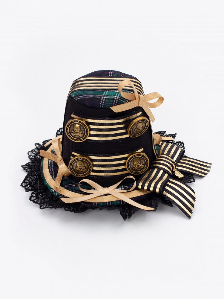 Red / Green / Blue Idol Lolita Plaid Bowknot KC or Mini Top Hat - LiLi Chain