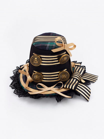 Red / Green / Blue Idol Lolita Plaid Bowknot KC or Mini Top Hat - LiLi Chain