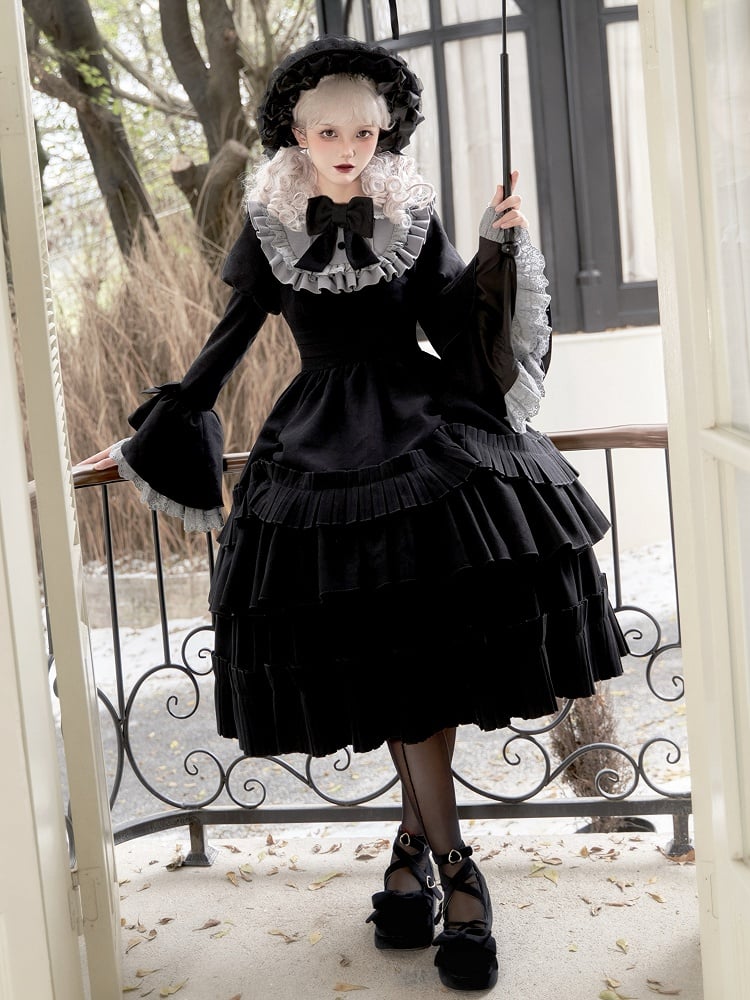 ブラック ゴムウエスト アンダースカート ボックスプリーツ ヘムラインスカート