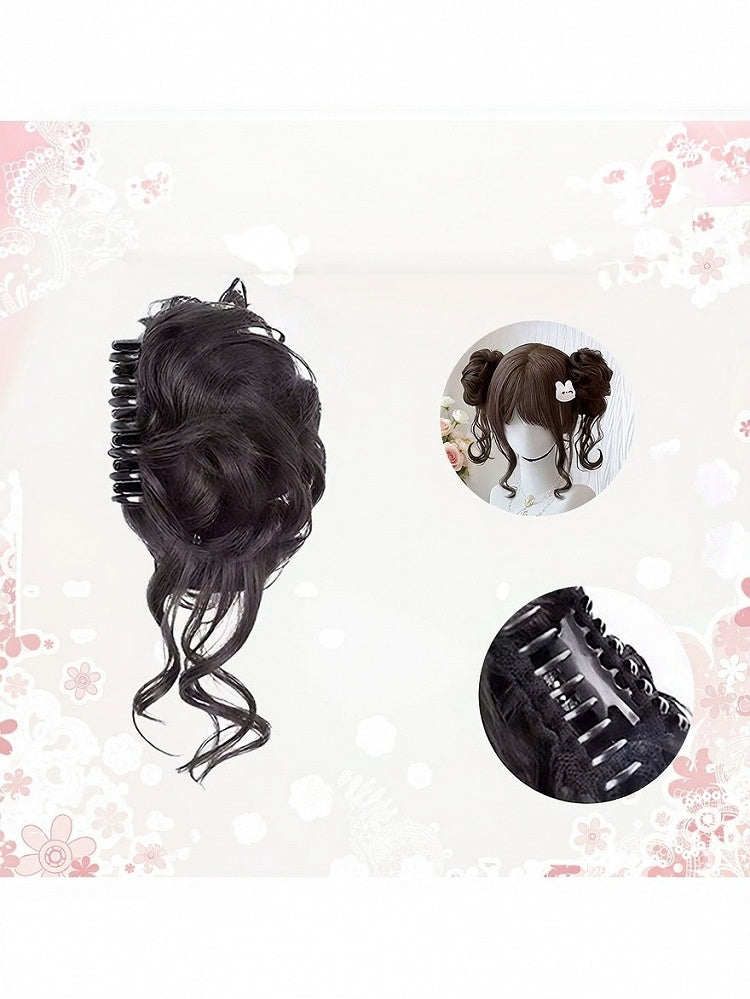 Brown Bob Wig with Bangs and Double Bun Clip - Meow Island Wig