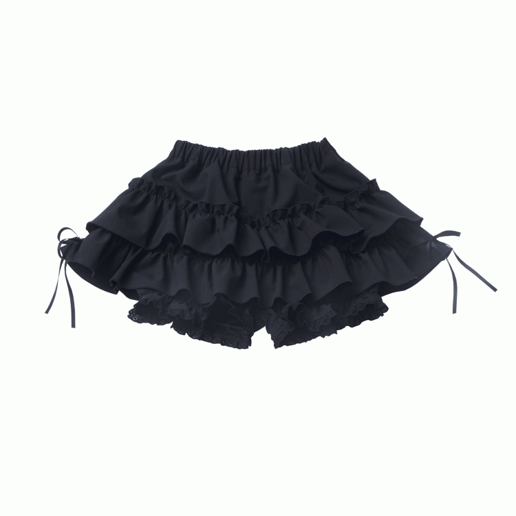 Schwarz/Karierte Pumphose mit elastischer Taille und Stufenrockfutter
