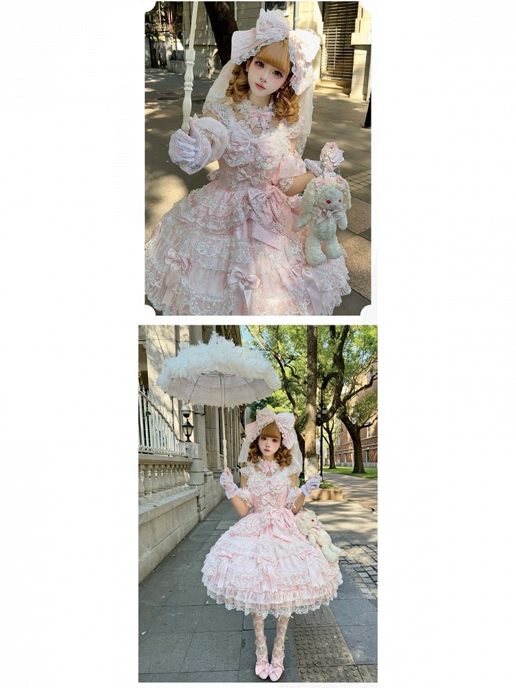 Bow Dress Lace JSK Sweet Accents and Pink Lolita with Princess