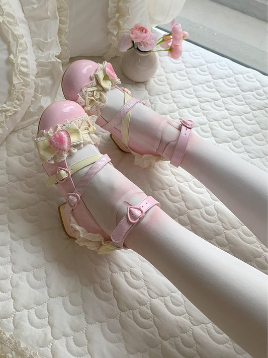 Mary Pink Strawberry Cheese Cake Shoes Lolita Sweet Jane