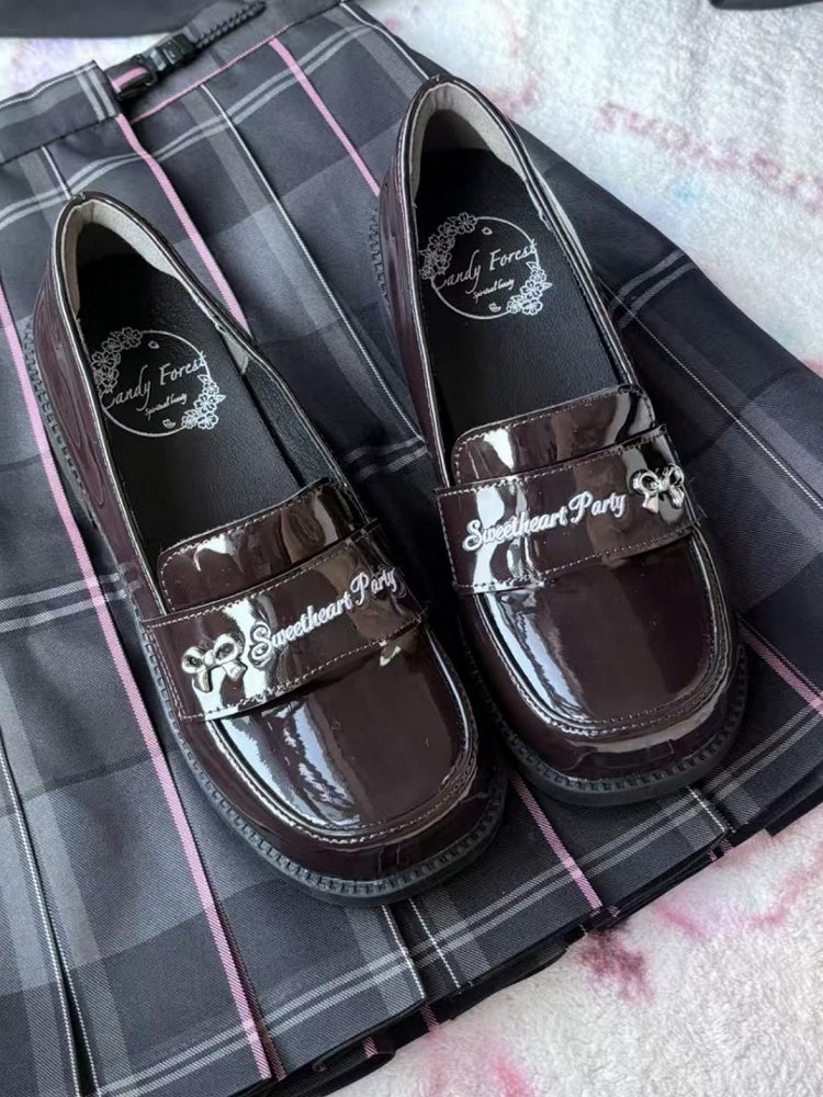 4,5 cm accents marron avec des mocassins preppy à talons style lettre