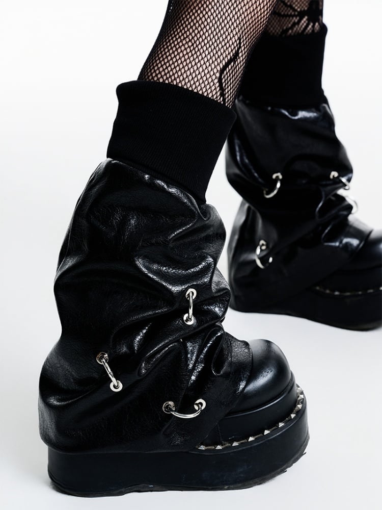 Jambières Techwear noires avec anneaux en métal gothique punk