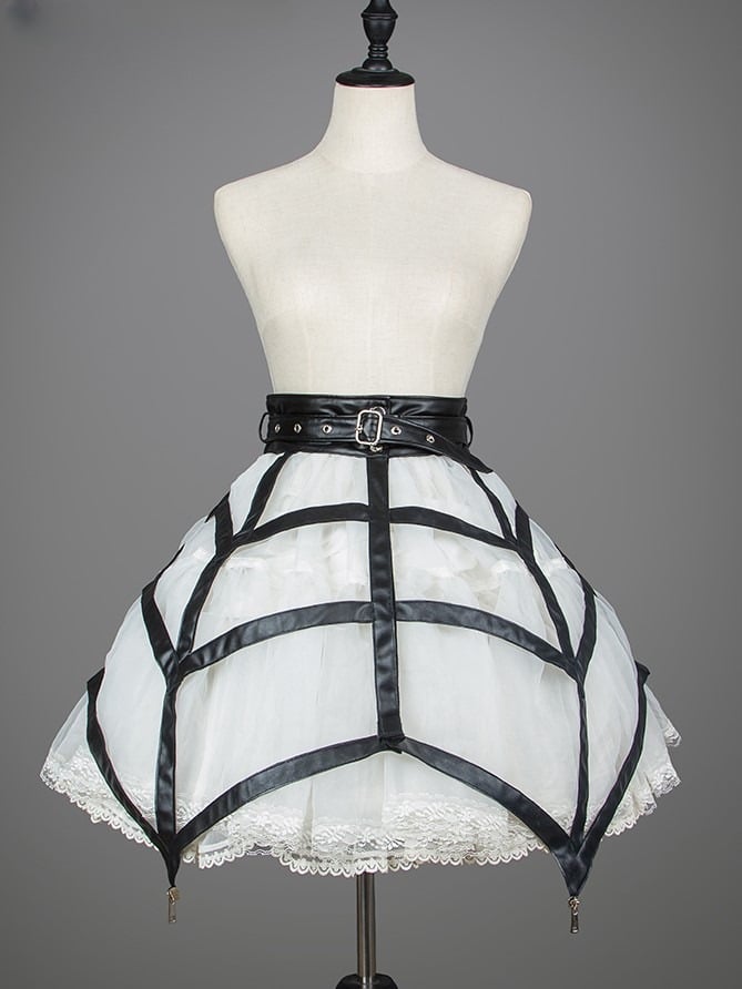 PU Black Lolita Spider Web Punk Overlay