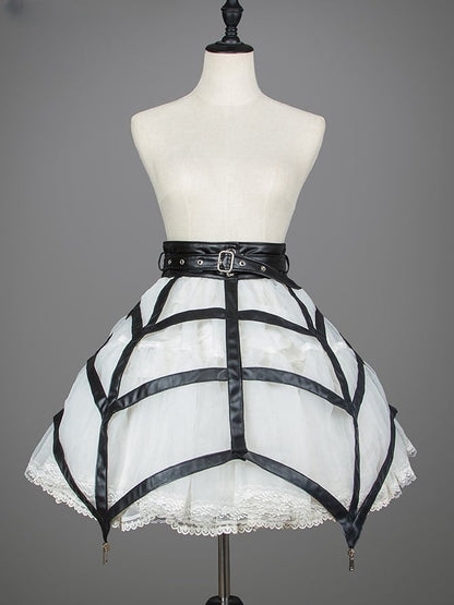 PU Black Lolita Spider Web Punk Overlay