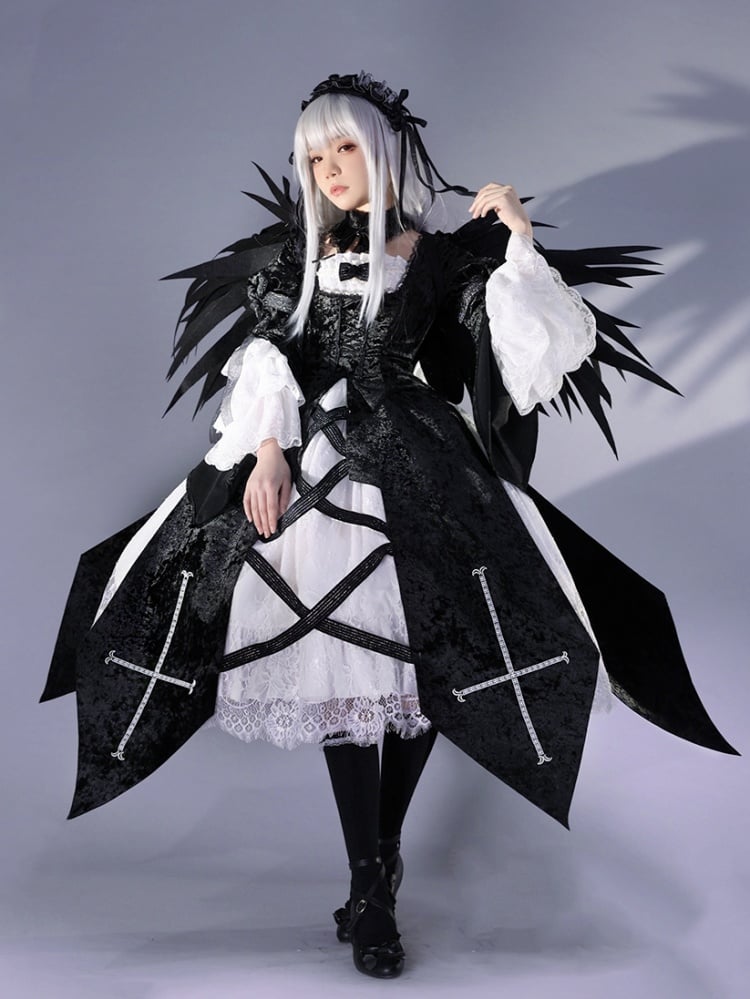 Rozen Maiden Mercury Lamp Schwarz-Weißes Kleid Lolita-Stil Cosplay Kostüm