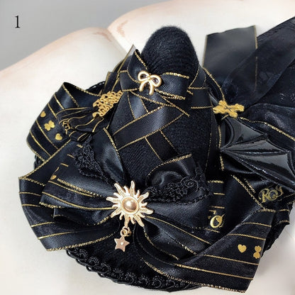 Halloween Cross Decorated Bat Wings Bowknot Details Mini Hat