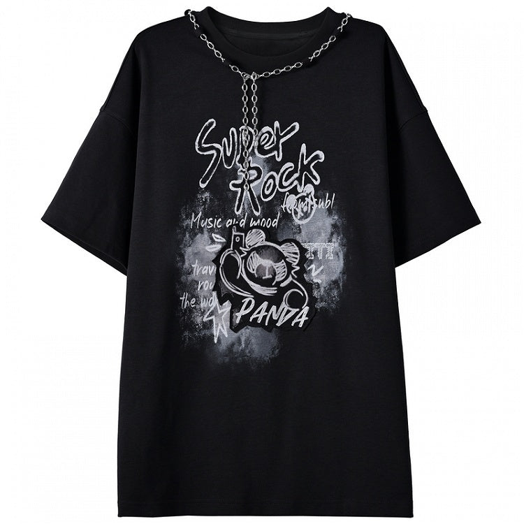 Version T-Shirt Y2K Black Graffiti Print Bittersweet Long/Short