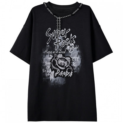 Version T-Shirt Y2K Black Graffiti Print Bittersweet Long/Short