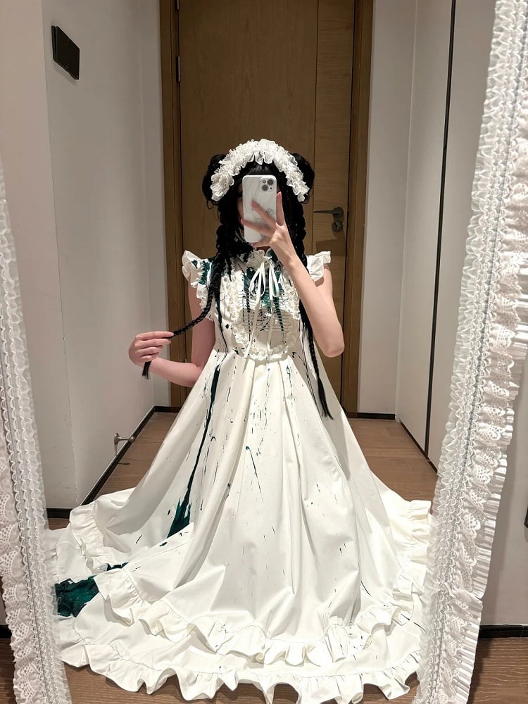Guro Lolita Dress with Green Blood Splatter - Blossom Herald