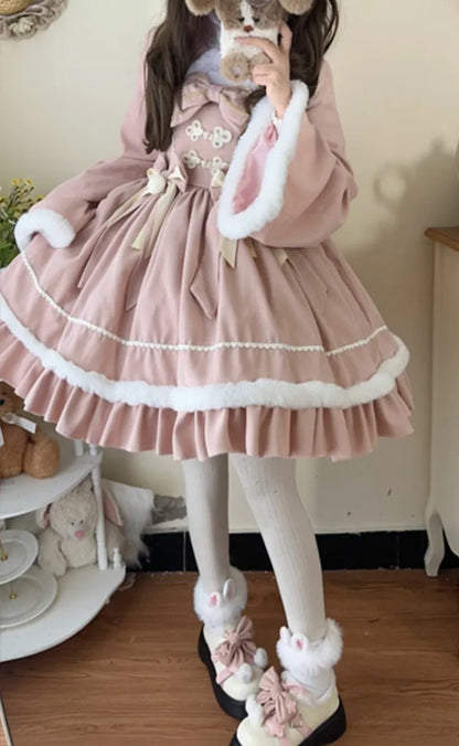 80～100cmのボレロバスト用プラッシュウエスト - ハイSスカート+ピンクトリミングクリアランスジャンパーサイズ