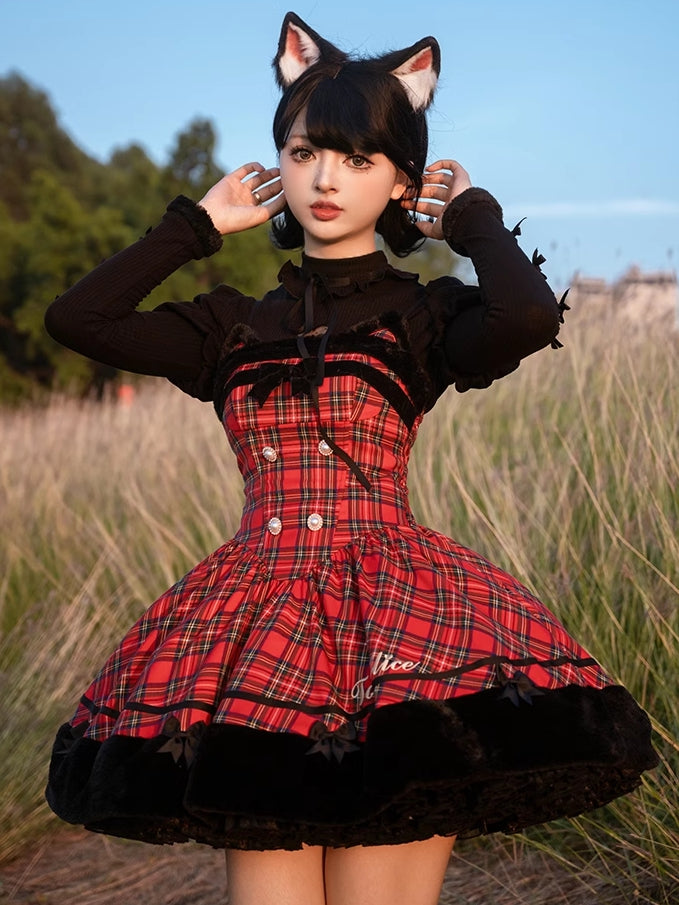 Schwarzes Lolita-Oberteil mit Juliette-Ärmeln und Herzausschnitt