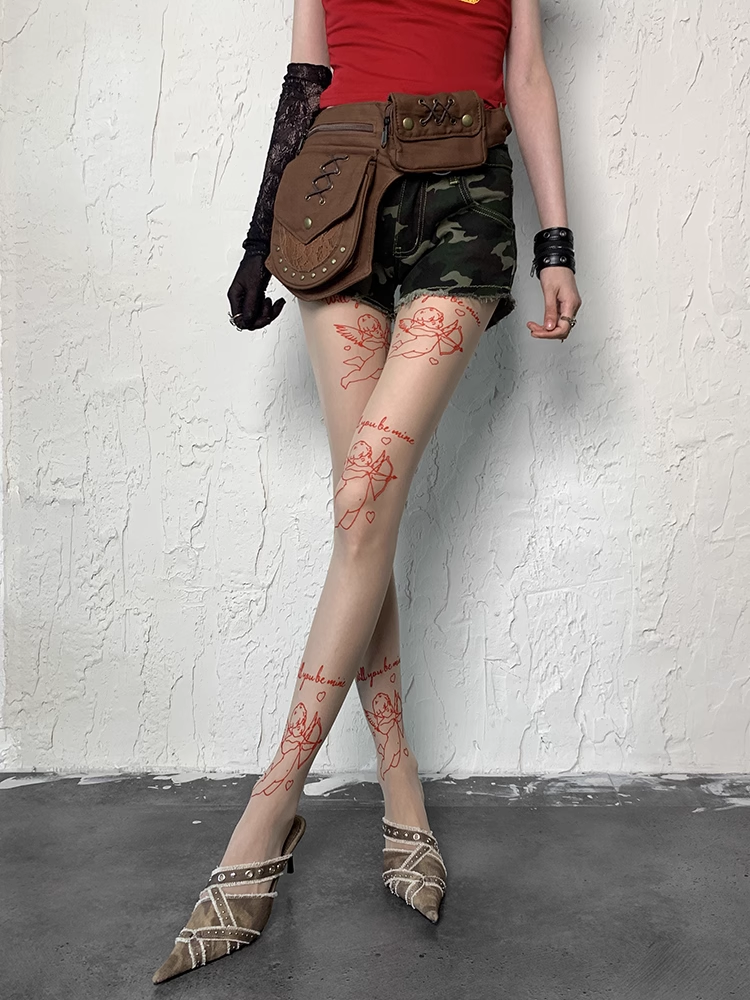 Cupid Y2K Tights Nude Print