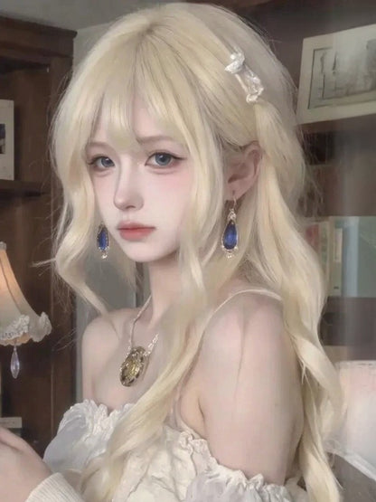 Light Blonde 65cm Wavy Air-Bang Wig - Meow Island Wig