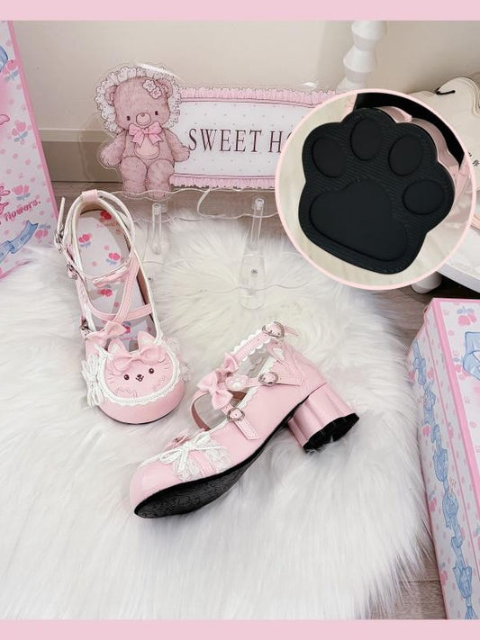 Accents Pink Leather Lolita - Mary Kitten Sweet PU Janes