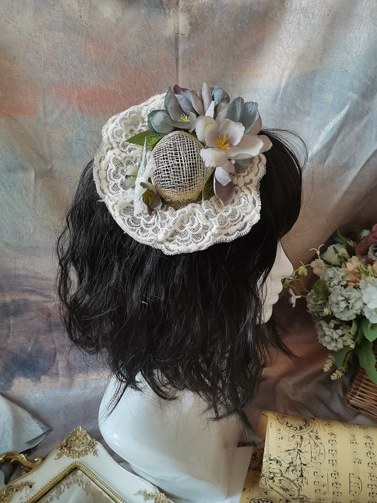 6 Floral Hat Straw Vintage Mini Lolita Options Color