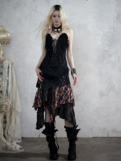 3D Wing Embroidered Lace Corset Top in Black - NO ROMANCE