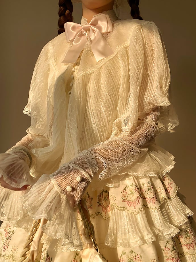 Lolita Détails Châle Élégant Rayé Blanc