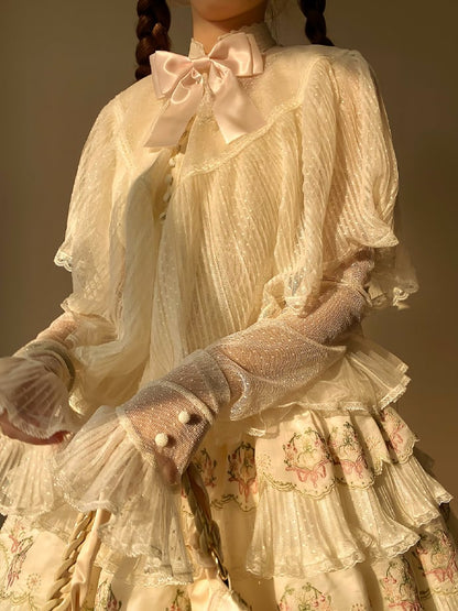 Lolita Détails Châle Élégant Rayé Blanc