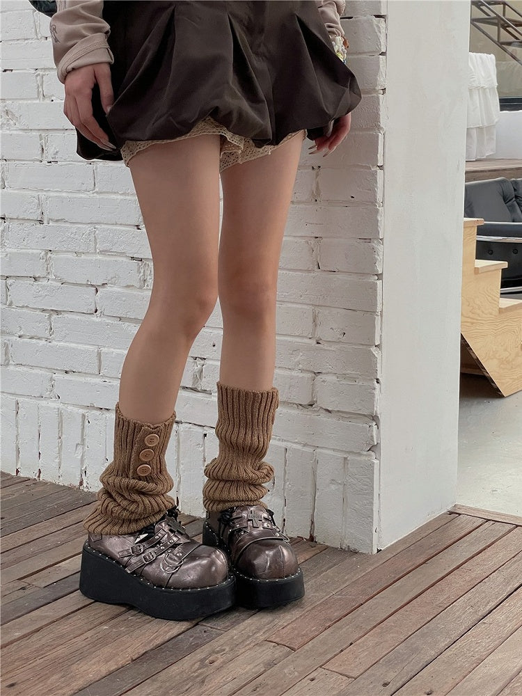 Button Options Knitted 7 Color Decorations Warmers Leg With