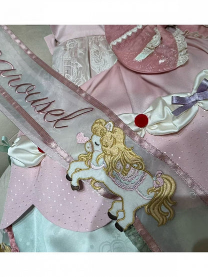 Pink Lolita Sash with Cute 3D Horse Embroidery Decoration - Sweet Dream Box
