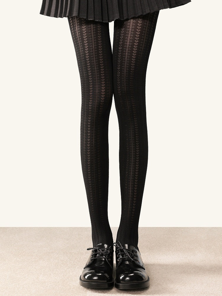 Jacquard Pattern Vertical 4 Heart Tights Colors