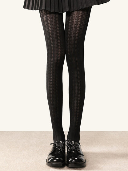 Jacquard Pattern Vertical 4 Heart Tights Colors