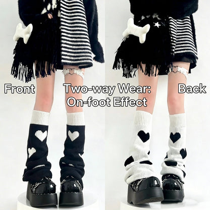 Reversible Two-Way Cable Knit Leg Warmers Kawaii - Two Bear Pink