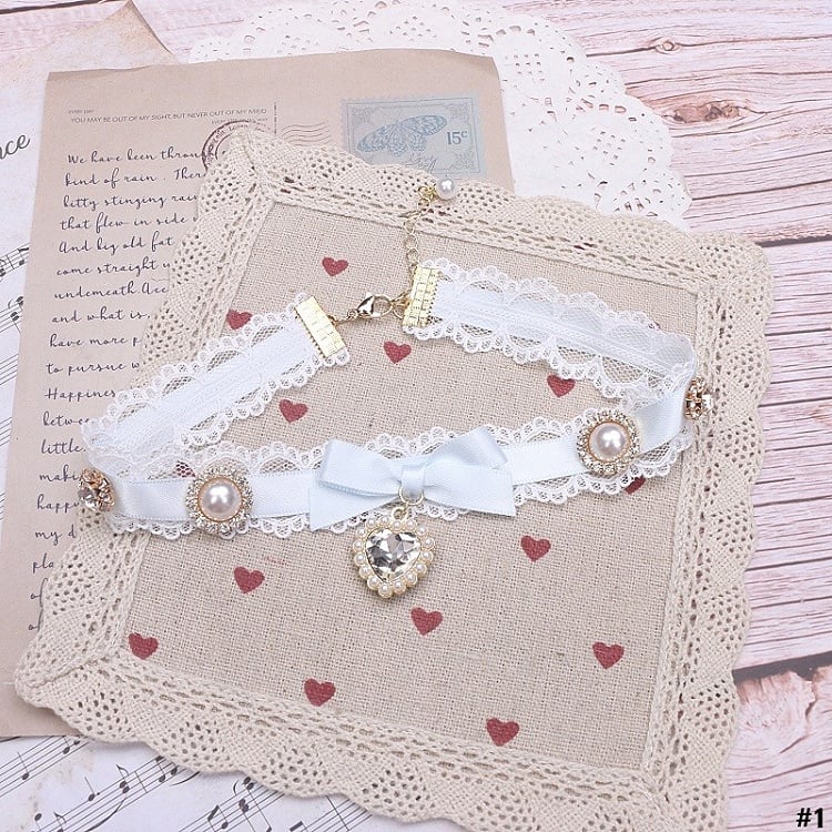 Options Bowknot Color Charm Heart Jirai Lace Kei 18 Choker