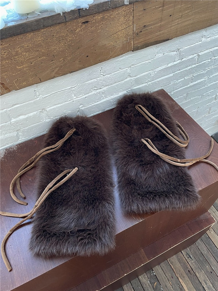 Bows Plush Self-tie 4 Color Options Leg Warmers