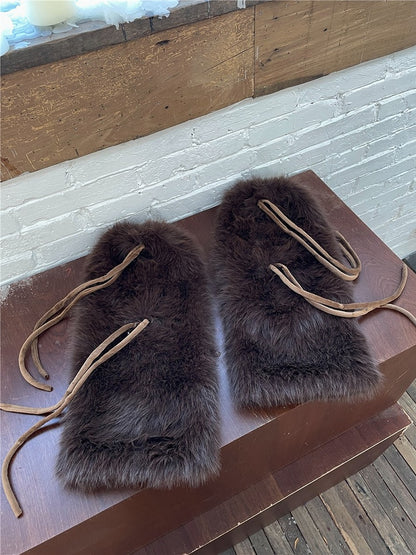 Bows Plush Self-tie 4 Color Options Leg Warmers