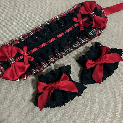 Cuffs Bowknot Wrist Lace BlackRed