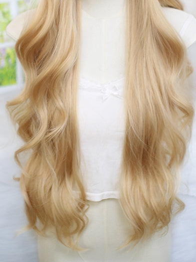Wavy Air With Blonde Wigs Long Bangs 75-80cm