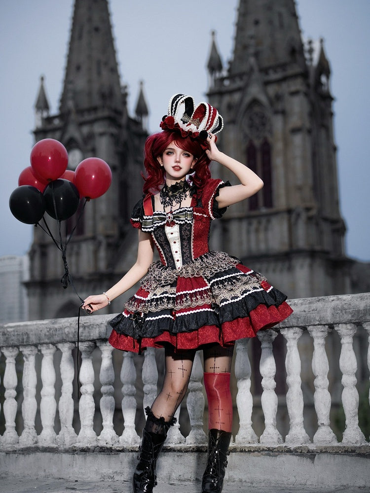 Gothic Lolita Queen of Hearts Dress with Jacquard & Embroidery Detail - Dream Magic Box
