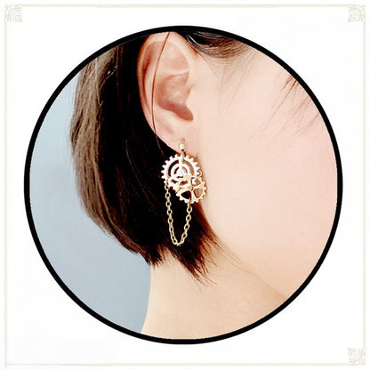 Gear Decorated Punk Chain Earrings