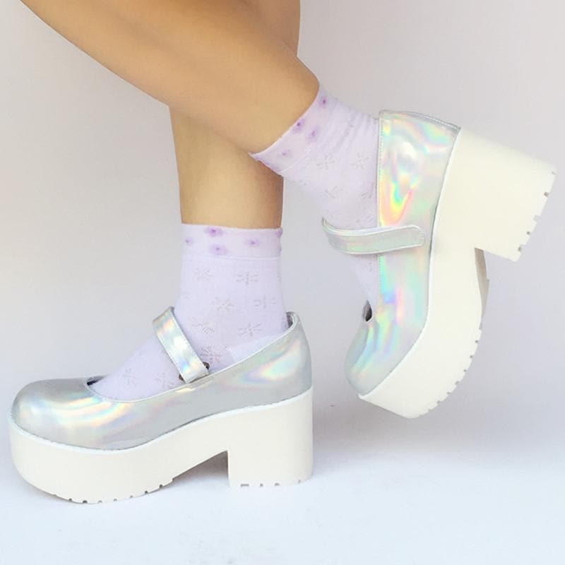 Made SP168086 Shoes Platform Hologram Laser Custom