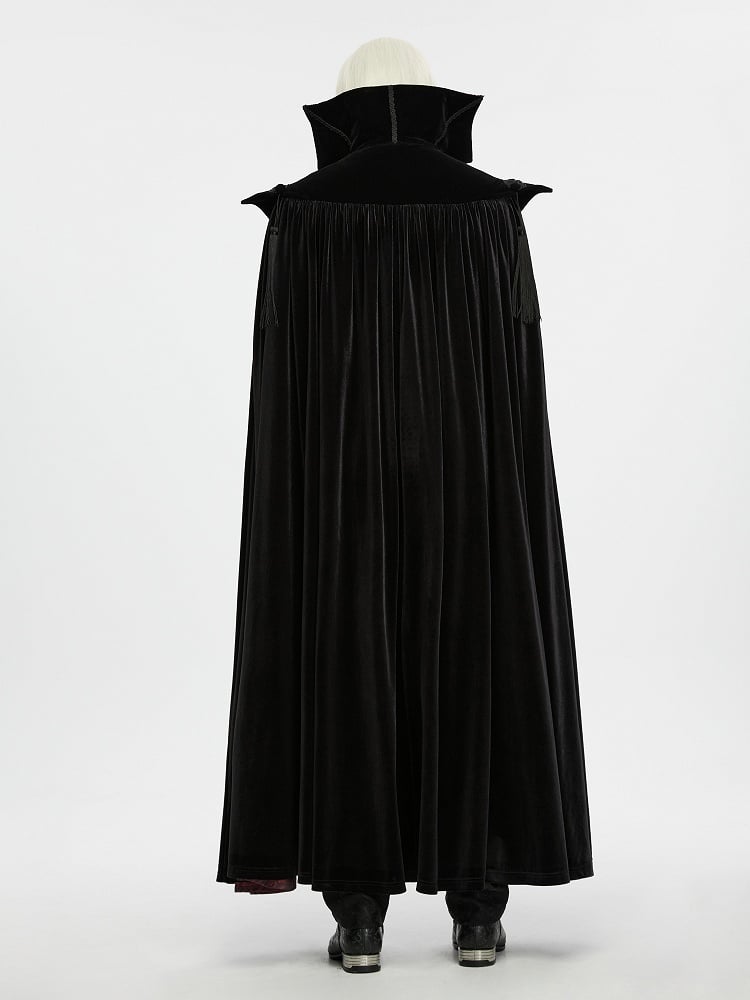 Men's Gothic Vampire Velvet Cloak in Black & Red - Punk Rave