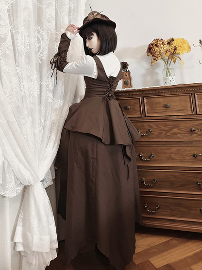 Brown Steampunk Lolita Under Bust Gothic Waistcoat