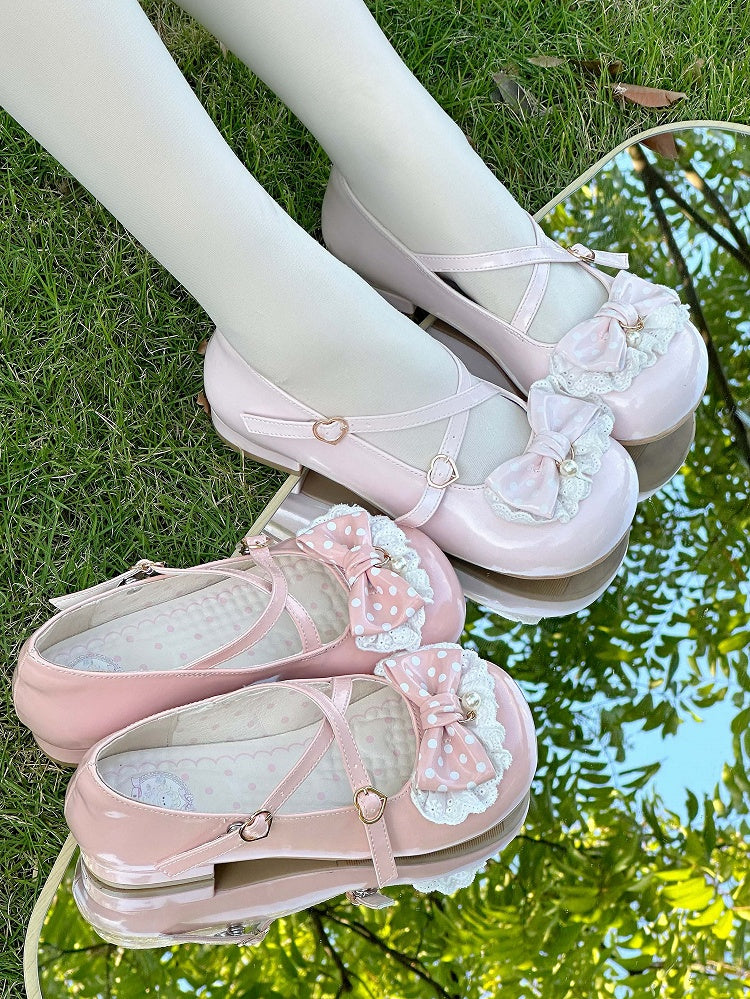 Lolita Round Pink Toe with Heel Shoes Heart 2.5cm Sweet Light Fastener